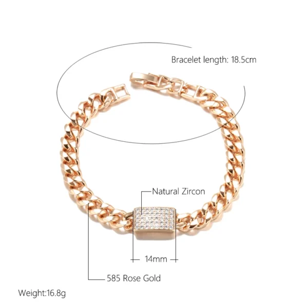 Vintage Cuban Link Luxury Bracelet – Rose Gold & Zircona - Image 2