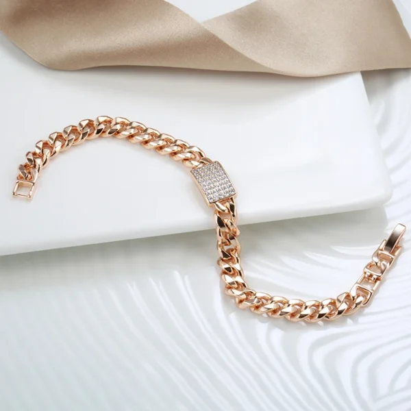Vintage Cuban Link Luxury Bracelet – Rose Gold & Zircona - Image 6