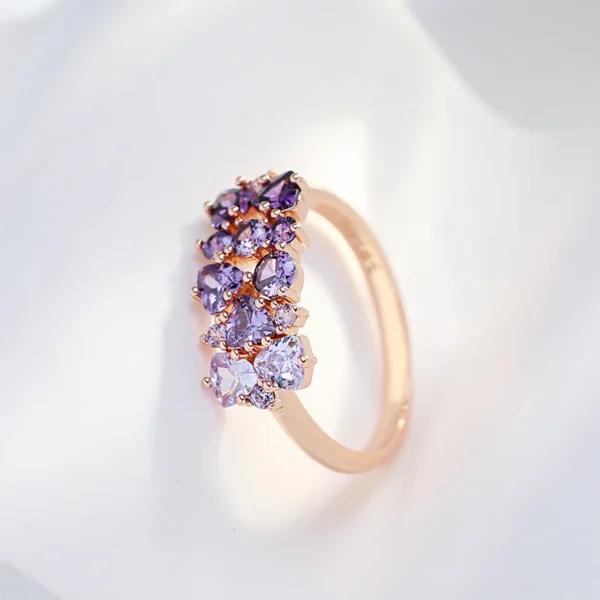 Shiny Purple Luxury Ring – Rose Gold & Zircon – Image 5