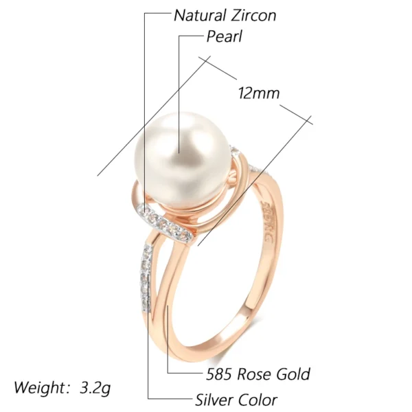 Pearl Luxury Ring - Rose Gold & Zircon – Image 2