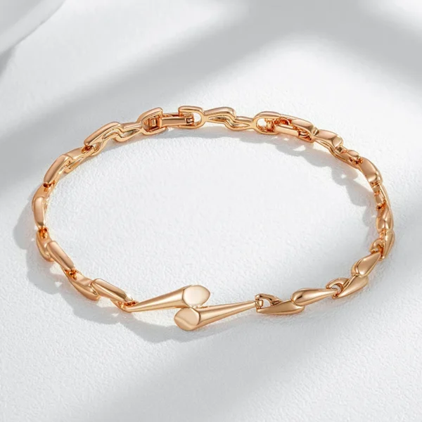 Geometric Link Luxury Bracelet – Rose Gold & Zircon – Image 3