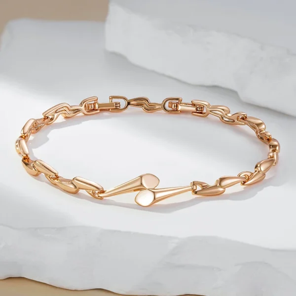 Geometric Link Luxury Bracelet – Rose Gold & Zircon – Image 5