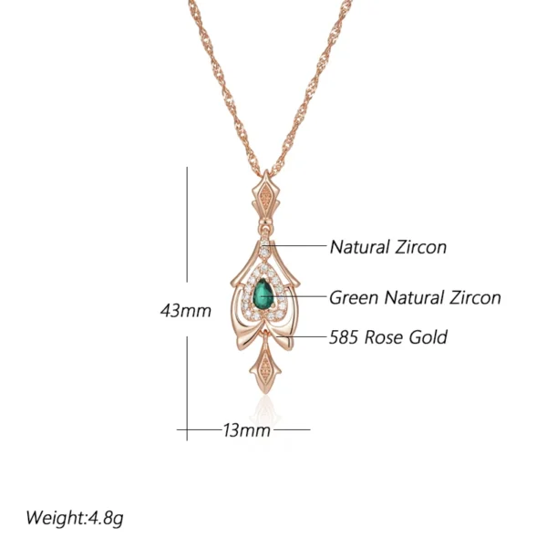 Green Flower Luxury Pendant Necklace – Rose Gold & Zircon – Image 2