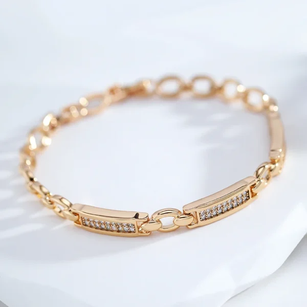 Square Link Luxury Bracelet – Rose Gold & Zircon - Image 5