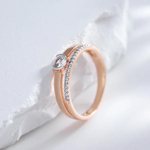 Slim Silver Luxury Ring – Rose Gold & Zircon - Image 4