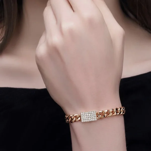 Vintage Cuban Link Luxury Bracelet – Rose Gold & Zircona - Image 3