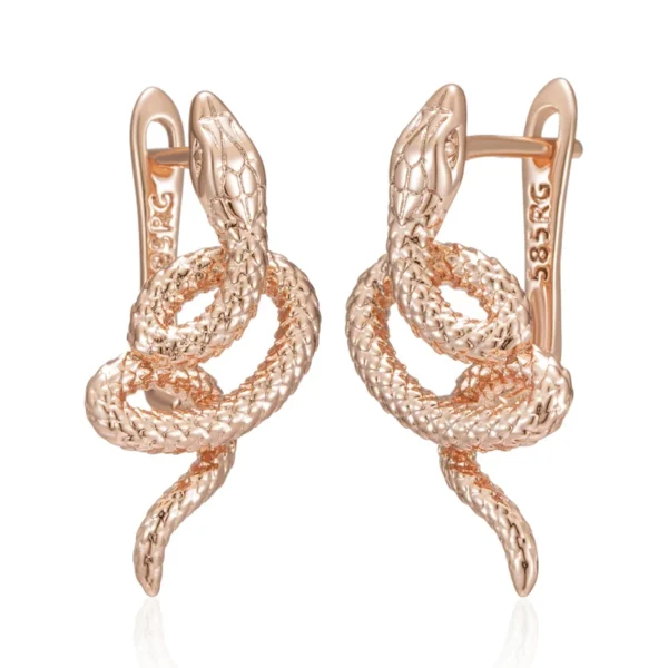 Snake Drop Vintage Luxury Earrings – Rose Gold & Zircon