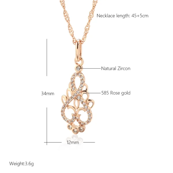Crystal Flower Luxury Pendant Necklace – Rose Gold & Zircon – Image 2