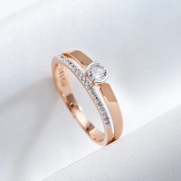 Slim Silver Luxury Ring – Rose Gold & Zircon - Image 3