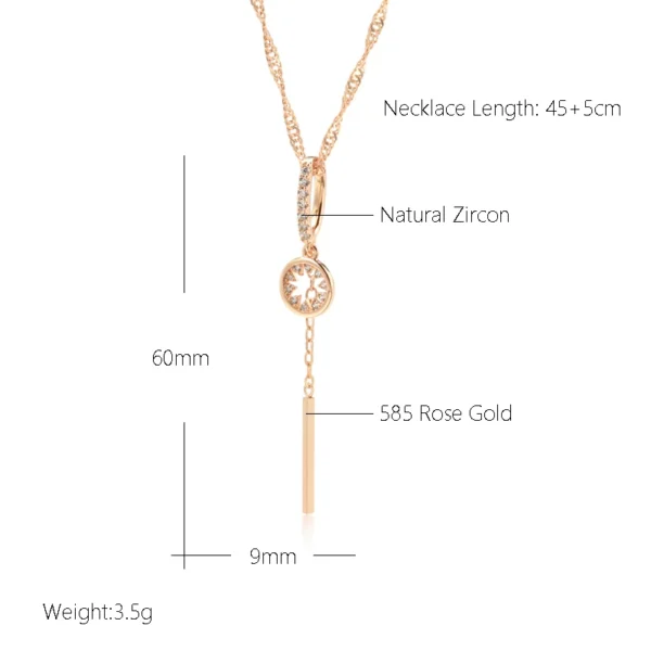 Long Tassel Luxury Pendant Necklace – Rose Gold & Zircon - Image 2