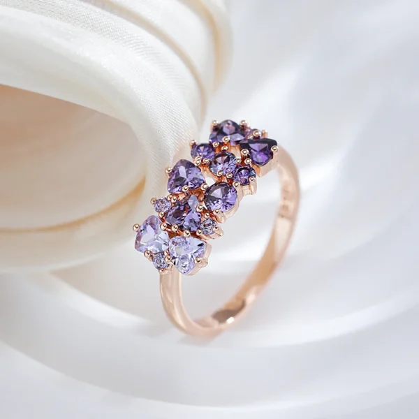 Shiny Purple Luxury Ring – Rose Gold & Zircon – Image 3