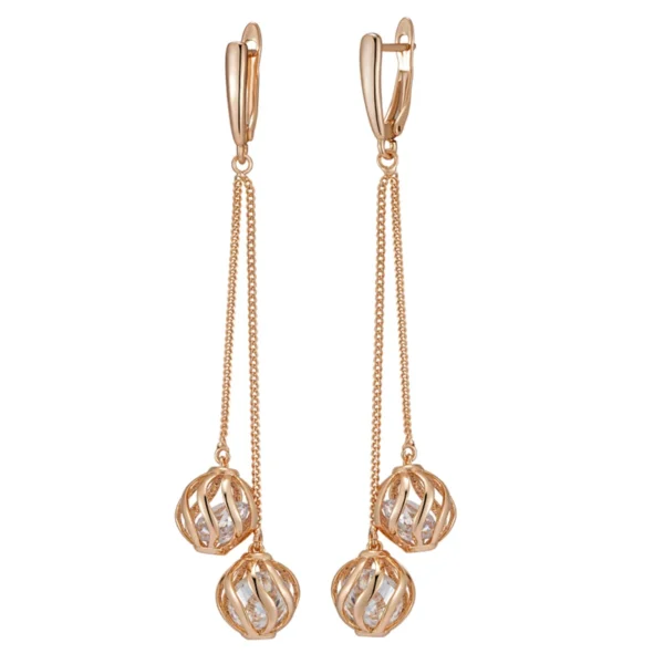 Long Tassel Drop Luxury Earrings – Rose Gold & Zircon
