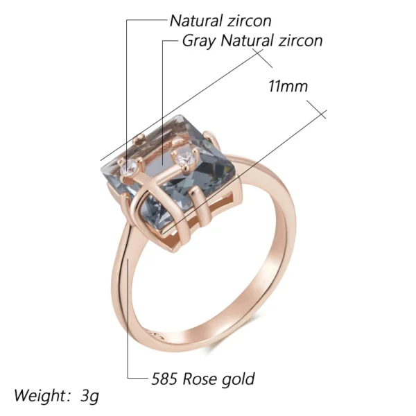 Shiny Grey Vintage Luxury Ring – Rose Gold & Zircon – Image 2
