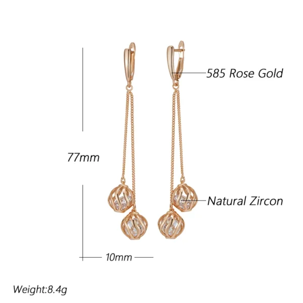 Long Tassel Drop Luxury Earrings – Rose Gold & Zircon - Image 2