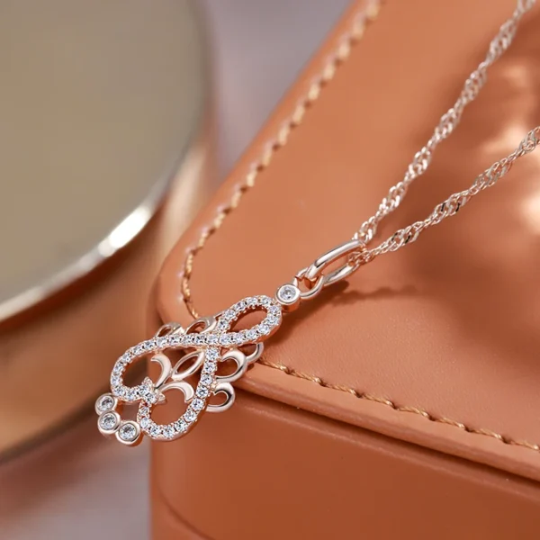 Crystal Flower Luxury Pendant Necklace – Rose Gold & Zircon – Image 4