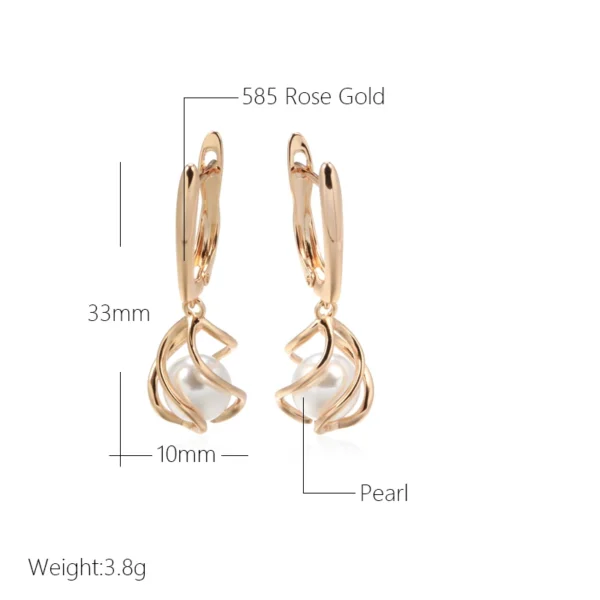 Hollow Pearl Drop Luxury Earrings – Rose Gold & Zircon – Image 2