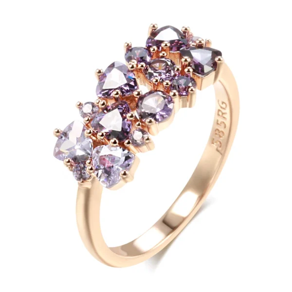 Shiny Purple Luxury Ring – Rose Gold & Zircon
