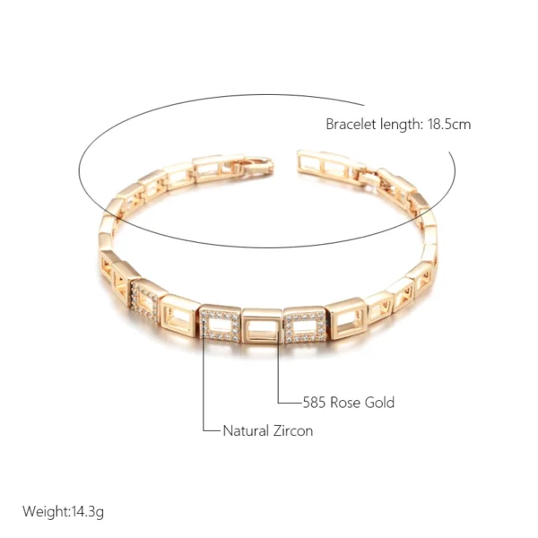 Square Vintage Link Luxury Bracelet – Rose Gold & Zircon – Image 2
