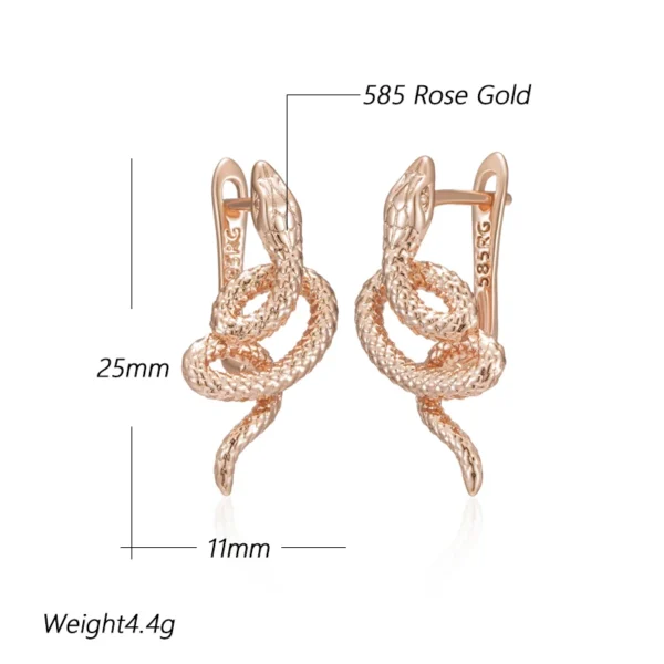 Snake Drop Vintage Luxury Earrings – Rose Gold & Zircon - Image 2