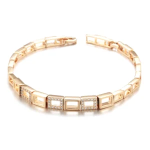 Square Vintage Link Luxury Bracelet – Rose Gold & Zircon