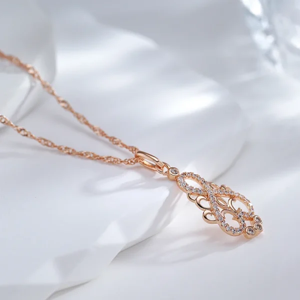 Crystal Flower Luxury Pendant Necklace – Rose Gold & Zircon – Image 3