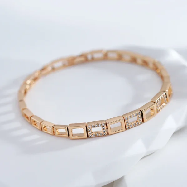 Square Vintage Link Luxury Bracelet – Rose Gold & Zircon – Image 4