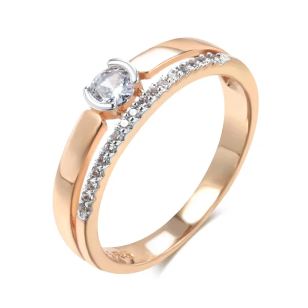 Slim Silver Luxury Ring – Rose Gold & Zircon