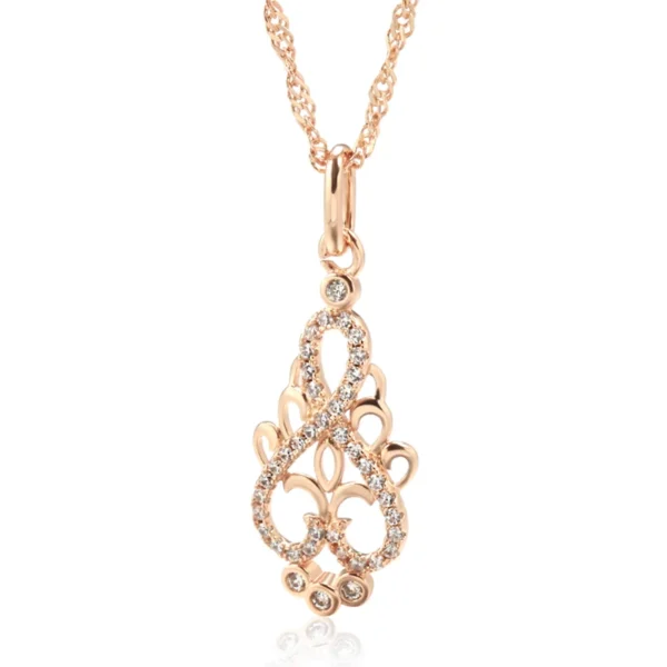 Crystal Flower Luxury Pendant Necklace – Rose Gold & Zircon