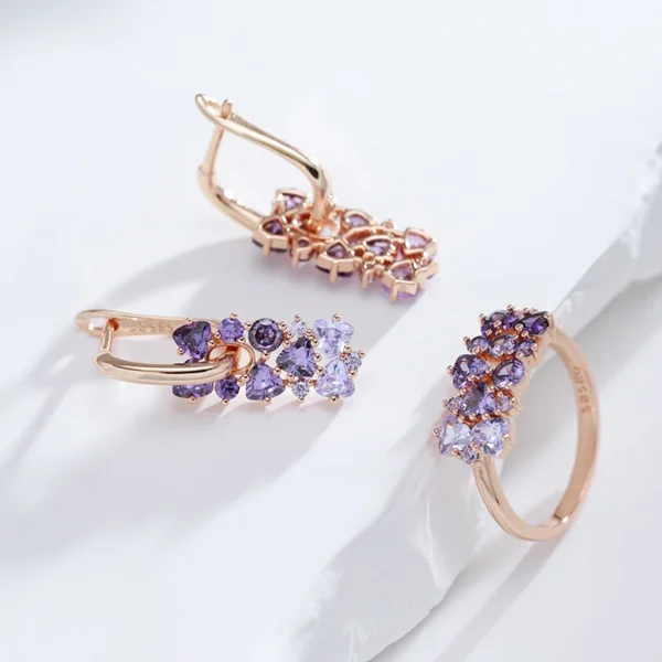 Shiny Purple Luxury Ring – Rose Gold & Zircon – Image 4