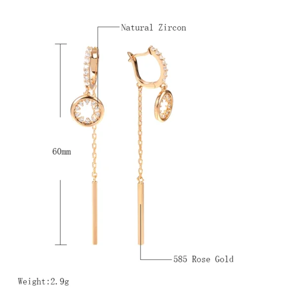 Long Tassel Dangle Luxury Earrings – Rose Gold & Zircon – Image 2