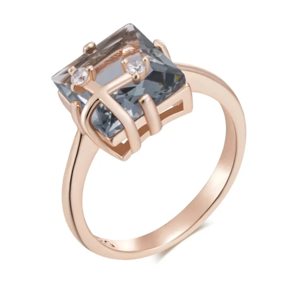 Shiny Grey Vintage Luxury Ring – Rose Gold & Zircon