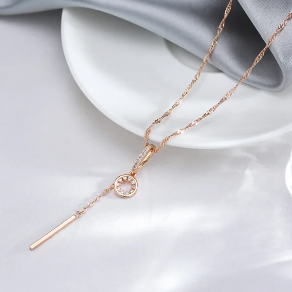 Long Tassel Luxury Pendant Necklace – Rose Gold & Zircon - Image 5