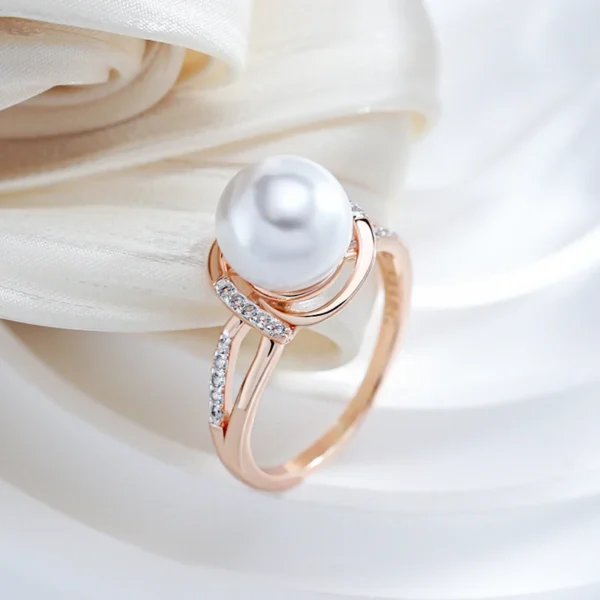 Pearl Luxury Ring - Rose Gold & Zircon – Image 3