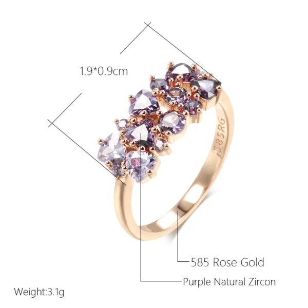Shiny Purple Luxury Ring – Rose Gold & Zircon – Image 2