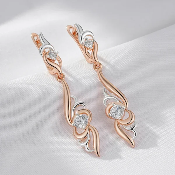 Flower Drop Silver Luxury Earrings – Rose Gold & Zircon - Image 5