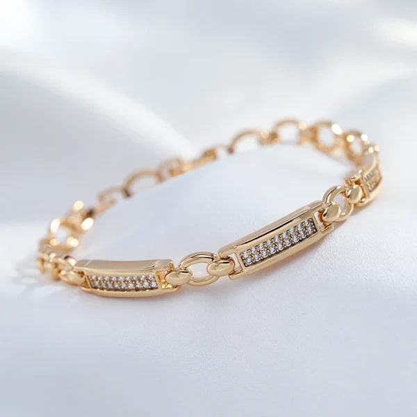 Square Link Luxury Bracelet – Rose Gold & Zircon - Image 3