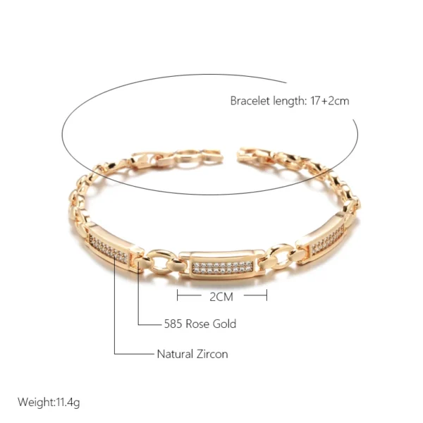 Square Link Luxury Bracelet – Rose Gold & Zircon - Image 2