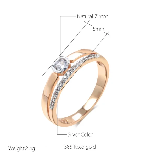 Slim Silver Luxury Ring – Rose Gold & Zircon - Image 2