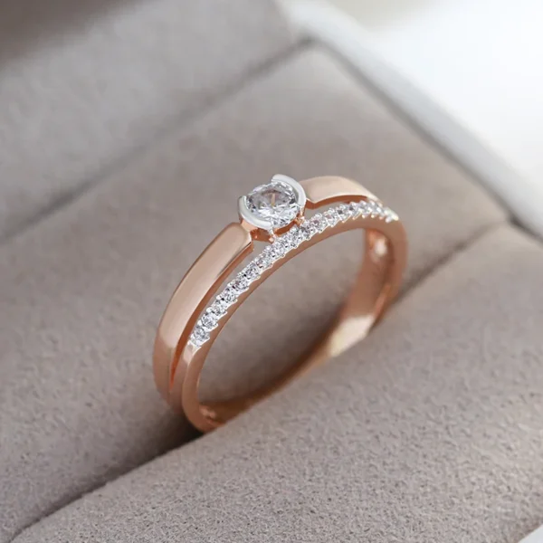 Slim Silver Luxury Ring – Rose Gold & Zircon - Image 5